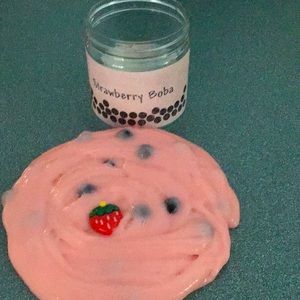 Strawberry boba slime